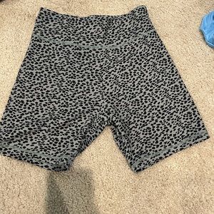Green and black cheetah biker shorts
